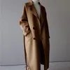 Осенняя зимняя стройная длинная пальто женщины повседневная двойная грудь шерстяное пальто