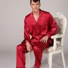 Herbst Herren Fleck Seide Pyjama Set Schlafanzug Männer Nachtwäsche Moderne Stil Seide Nachthemd Hause Männliche Satin Weiche Gemütliche Für schlafen 20211