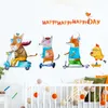 Мультфильм животных семьи жираф лев лиса наклейки на стены для детской комнаты украшения стены спальня детские прикроватные обои Y200102