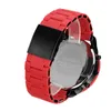 Cagarny 57mm 3D quadrante grande orologio rosso uomo cinturino in acciaio silicone di lusso orologio da polso da uomo orologio al quarzo casual militare Relogio Masculino LJ201202