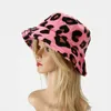 Casual wild leopard print plus velvet thick windproof fisherman hat net style warm accessories