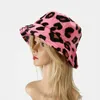 Casual Wild Leopard Print Plus Velvet Tjock Vindtät Fisherman Hat Net Style Varma Tillbehör