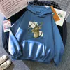 Elk Cartoon Print Sweatshirts Homme Vintage Casual Polaire À Capuche Pull Mâle Harajuku Confortable Hip Hop Surdimensionné Sweat H1227