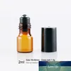 Bouteilles de parfum rechargeables en verre ambre, vente en gros de 50 pièces/lot de 2ML, bouteilles d'huile essentielle vides avec bouchon en plastique