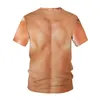 T-shirt da uomo 2022 tatuaggio muscolare uomo donna stampa 3D pelle nuda petto moda casual divertente maglietta bambini ragazzi top Harayuku Clo249C