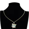 Hip hop Bling Iced Out CZ Pendant Cute Necklace with Rope Chain Gold Silver Color Cubic Zircon Jewelry For Gift