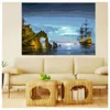 Modern Landscape Oil Painting on Canvas Home Decor, Wonders of the Sea Wall Art Pictures Hand Painted for Kitchen,Hallway,Office,Not Ready to Hang