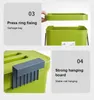 1pc Trash Can With Lid Wall Mounted Sanitary Bucket Kitchen Cabinet Door Hanging Plastic Waste Bin Storage Cleaning Tools 211222