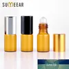 100 Piezas / Lote 3ML botellas de aceite esencial Roll On botellas de vidrio ámbar de la botella de perfume recargable recorrido de la botella envase cosmético