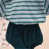 Striped Shorts T-shirt Set Baby Boys Girls Sommar Kortärmad Casual Outfit Baby Kläder 20220302 Q2