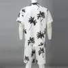 Летние Гавайские комплекты с трендовым принтом, мужские шорты, рубашка, одежда, спортивные костюмы, повседневный пляжный костюм с коротким рукавом с цветочным принтом пальмы