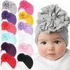 12 Farben Baby Hüte süße Mädchen Jungen Knoten indischer Big Flower Turban Kopfschmuck Kappe Kinder Kopf Wrap Feste weiche Kopfschrift Rippte Baumwollkind Kleinkind Haarband Mütze