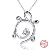 925 Sterling Silver Animal Turtle Chain Pendant Halsband med transparenta CZ Fina smycken för Alla hjärtans gåvor 2020 Q0531