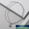 Stainless Punk Sweet Heart Shape Pendant Necklace Silver Color Chain Accessory for Women Dating Party Jewelry Gift
