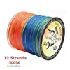 12 strengen 300m/500m/1000m gevlochten lijn multifilament 25-230 lb Multicolor super sterk Japan PE zoutwatervissen 220225