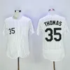 Retror Vintage 35 Frank Thomas野球ジャージメンプルオーバーフレックスベースピンストライプクールベースチームブラックホワイトグレーブルー素晴らしい品質
