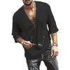 Men's T-Shirts Fashion Men Summer Casual Hippie T-Shirt Middle Sleeve Loose Beach Tee Tops Black White Apricot11936