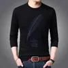 2021 Ny modetröja för män Pullover O-Neck Slim Fit Jumpers Knitwear Warm Winter Korean Style Casual Mens kläder