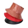 Unisex regolabile nero rosso marrone ecopelle Panama secchio cappello donna Bob Chapeau Panama estate Harajuku Hip Hop berretto da pesca Y220301