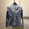 Twotwinstyle Vintage Ilmek Denim Gömlek Kadın Yay Yaka Uzun Kollu Ince Lace Up Bluzlar Kadın Moda Gelgit T200322 Tops