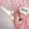 Vit tutu kjol blomma nyfödd tutu kjol och matchande blomma huvudband set fluffig tjej sommar baby fotografi props1