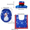 3PCSSet Christmas Decor Rok Niebieski Snowman Toliet Zestaw dywan 3 -częściowy maty łazienkowe dywany i pudełko tkankowe Natal Navidad 201027