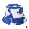 2021 fausse fourrure vache impression seau chapeaux en peluche femmes vacances casquette hiver chaud Panama pêcheur casquettes mode fourrure vache impression seau Hat1