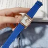 Marque de mode montres femmes fille cristal Rectangle Style bracelet en cuir montre-bracelet à Quartz HE02