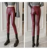 Nouveau design Womens High Waist PU Leather Plus Velvet BodyCon TUNIC Long Pantals Plus Taille pantalon SMLXLXXL3XL