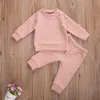 Toddler Boys Girls Clothes Fall Winter Solid Color Sweater Top and Long Pant Sets Fashion Baby Outfits Sets Unisex Baby Outfit LJ201221