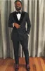 Black Double Breasted Groom Tuxedos Black Velvet Lapel Mens Coat Trousers Set Man Work Suit Prom Dress W:1237