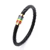 Genuine Leather Rainbow LGBT Sign charm Wrap bracelets For Women Men Gay Lesbian stainless steel Magnetic buckle Bangle Wristband9944859