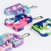 2022 Chirstmas Alphabet Letters Push Key-chain Toys Party Favor Cell Phone Straps Silicone Letter Sensory Bubbles keyring Simple Dimple Fidget Finger Toy Gifts a49