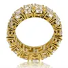 Мужская 2 рядка OUT 360 Eternity Gold Bling Clings Micro Pave Cubic Zirconia 18K позолоченные моделируемые бриллианты хип-хоп кольцо с подарком