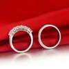 Cluster-Ringe, 0,7 Karat, für Damen, Jahrestag, Ehering, 925er-Sterlingsilber, Famale-Schmuck