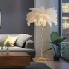 Luzes de teto nórdico avestruz penas lâmpada lâmpada de luz de cobre moderno moderno iluminação decoração home luminaria