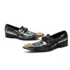Chaussures de bureau de luxe pour hommes italiens, chaussures formelles en caoutchouc, avec breloque en métal, en cuir véritable, à la mode, sociales