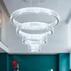 Luxe grand 1/2/3/4/5/6 anneaux LED lustre moderne pour salon grand hôtel Hall escalier LED lustres en cristal anneaux ronds luminaires lampe de décoration intérieure