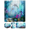 Shower Curtain Set Bathroom Mat Waterproof Non-Slip Polyester Seasight Comfortable Soft Printing Toilet Cover1