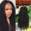 Extensions de cheveux humains cambodgiens 9A 3 paquets crépus bouclés couleur naturelle doubles trames afro-américaines 8-26 pouces