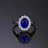 Smycken Princess Diana skapade blå safir förlovningsring för kvinnor Kate Middleton Crown 925 Sterling Silver 220222