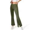 Yoga Outfits Split Flared Pants Women039s Leggings Vwaist Split Without Pocket High Waist Elastic Belly Closing Dance Pant Tro5513160