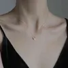 Корейский стерлинговый серебристый серебро 925 геометрический прохладный стиль ожерелье женская простая цепочка ключицы ниша дизайн темперамент личности ювелирные изделия
