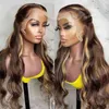 Hoogtepunt Brazilian Body Wave Lace Front Menselijk y Honing Blonde Remy Haar Ombre Kant Frontale Pruik voor