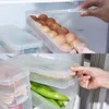 Plastförvaringsfack Kylskåp Förvaringslåda Matförvaringsbehållare med lock för kök Kylskåp Freezer Desk Organizer 201022