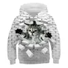 Cute Kitten Bluzy dla Teen Girls Cropped Bluza Dzieci Znosić Anime Hoody Kapturem Ubrania Baby Boys Sweter Shirts 220125