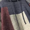 Suéteres para hombre Sudaderas Hombres Casual Patchwork Manga larga Punto con capucha Top Streetwear Knitwear Suéter