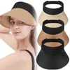 Sommar tom topp solkap bärbar vikbar magisk roll-up strand hatt bred brim kvinnor sol hatt avslappnad halm keps visare g220301
