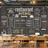 Niestandardowe 3d tapety Europejski styl Moda Graffiti Blackboard English Letter Restauracja Cafe Bar Tło Wall Decor Frescoes