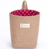 Storage Baskets Dormitory Storage Oranization Door Hanging Wall Storage Baskets Creative Dot Striped Jute Linen Desktop Basket ZY42